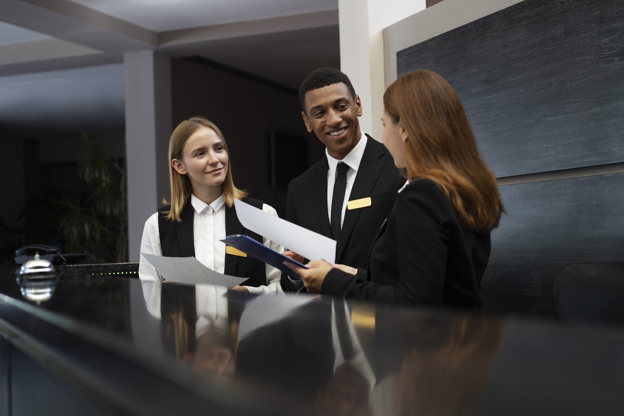 receptionists-elegant-suits-during-work-hours